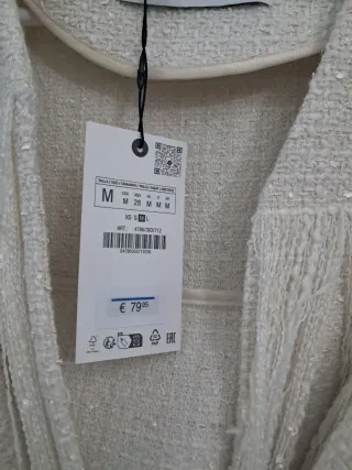 Chaqueta Zara Blanca Flecos Talla M