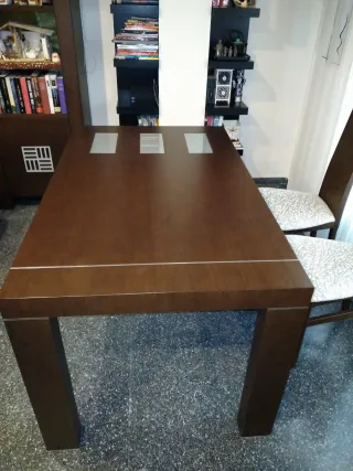 Mesa comedor extensible, mesa de centro y 4 sillas