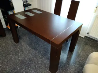 Mesa comedor extensible, mesa de centro y 4 sillas