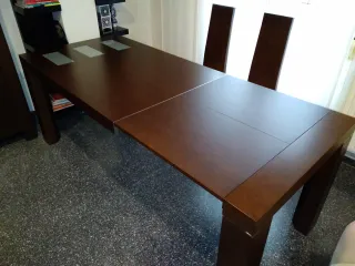 Mesa comedor extensible, mesa de centro y 4 sillas