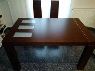 Mesa comedor extensible, mesa de centro y 4 sillas