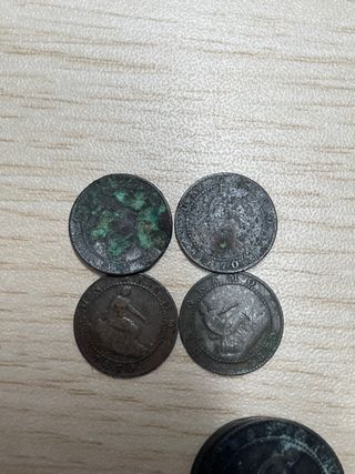 Lote 4 Monedas 1870 1 Céntimo