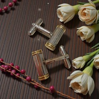 Gemelli vintage anni '60 dorati e argentati