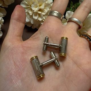 Gemelli vintage anni '60 dorati e argentati