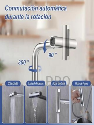 Grifo cocina extraíble Inox giratorio 360° gris acero