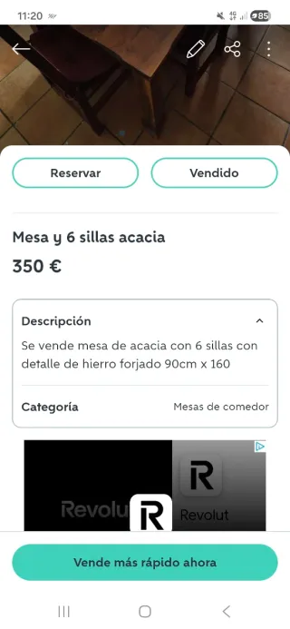 Lote de Mesa de comedor con 6 sillas y mueble