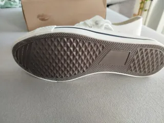 Zapatillas lona blanca cordones talla 38 TEX