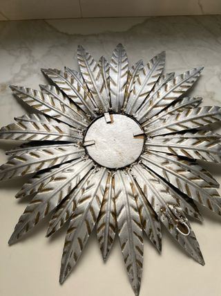 Espejo Sol Plateado Antiguo