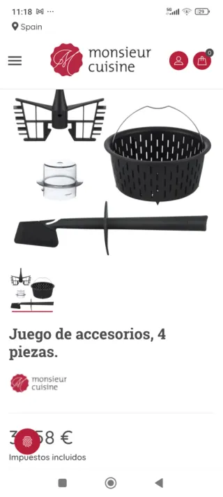 Juego de accesorios Monsieur Cuisine, 4 piezas
