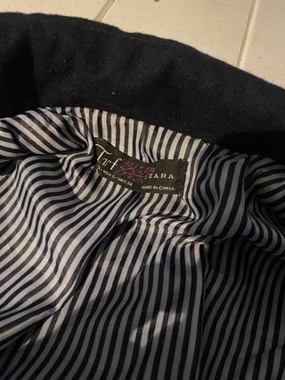Abrigo paño gris jaspeado con forro peluche Zara