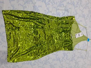 Vestido fiesta lentejuelas verde sin estrenar