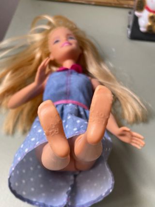 Muñeca Barbie Vestido Azul Lunares