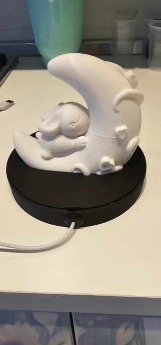 Lampada 3D coniglio su luna per comodino