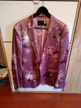 Americana satinada fiesta floral rosa palo