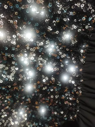 Mono fiesta lentejuelas negro Talla M, manga corta