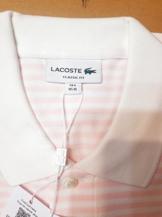 Polo Lacoste Rayas Rosa y Blanco