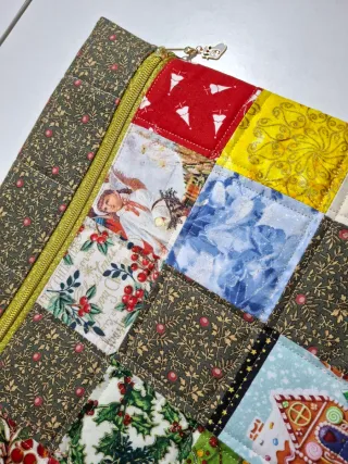 Bolsa de proyectos patchwork navideña