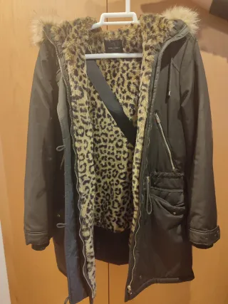 Chaquetón Zara Forro Animal Print Talla S