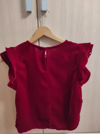 Top Zara Terciopelo Rojo Volantes