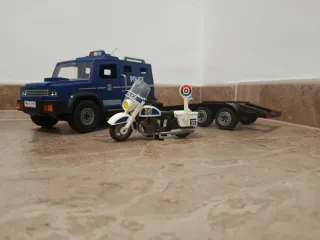 Coche patrulla ,remolque y Moto Policía Juguete pl