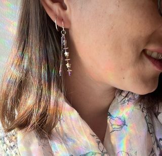 Pendientes artesanales Fantasia estrellas morados