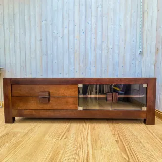 Mueble TV madera y cristal