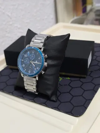 Reloj de Hombre Azul y Plateado