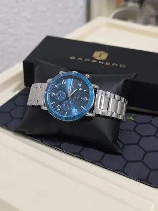 Reloj de Hombre Azul y Plateado