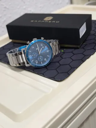 Reloj de Hombre Azul y Plateado