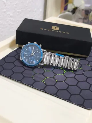 Reloj de Hombre Azul y Plateado
