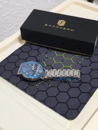 Reloj de Hombre Azul y Plateado