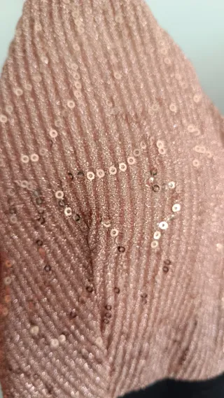 Vestido S-M fiesta largo lentejuelas negro y rosa