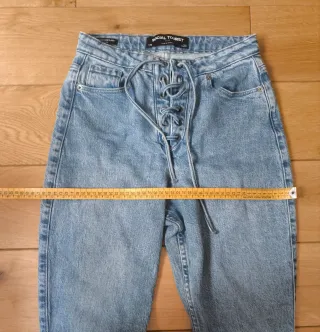 Pantalones campana vaqueros con cordón