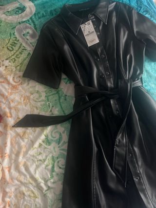 Vestido de cuero negro nuevo Talla M