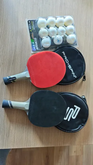 Palas de ping pong y pelotas