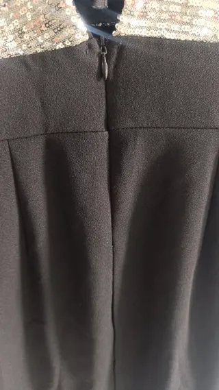 Vestido corto lentejuelas plateado negro S/M