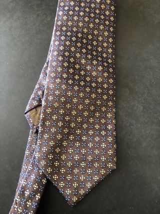 Cravatta Seta Vintage Fantasia Blu/Marrone