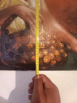 Pintura mujer con cesta de frutas