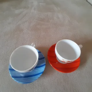 Juego de 2 tazas de café de porcelana