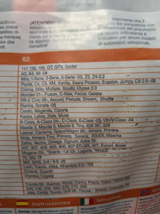 Cadenas Nieve Textiles Talla 62