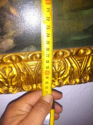 Pintura niña y perro junto a un río