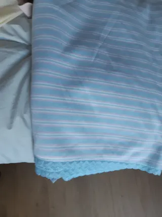 Bajera y manta invierno azul y rosa 1,90 x 90