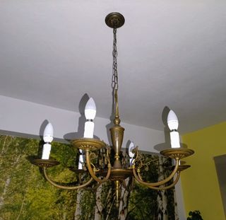 Candeeiro antigo de 6 braços em latão 1960’s