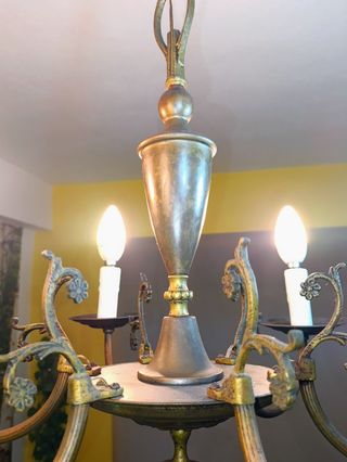 Candeeiro antigo de 6 braços em latão 1960’s