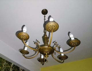 Candeeiro antigo de 6 braços em latão 1960’s