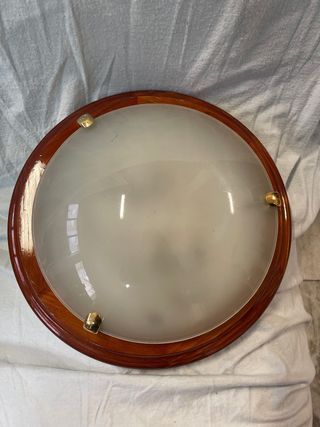 Plafón de madera y cristal. 32 cm