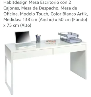 Escritorio Habitdesign Blanco 2 Cajones