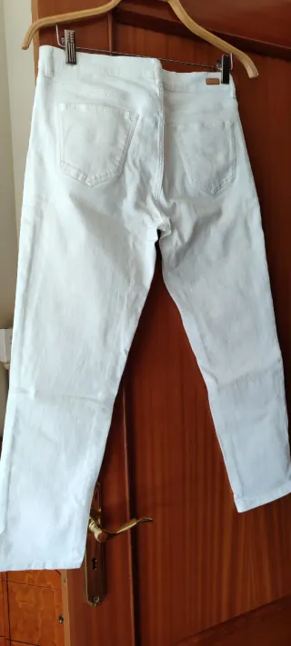 Calças de Ganga Brancas Massimo Dutti Tam 38