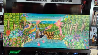 Cuadro haitiano acrílico sobre madera