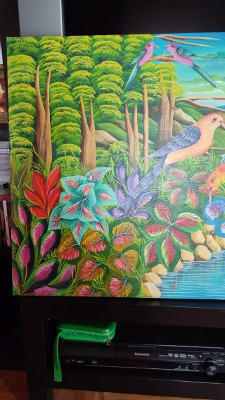 Cuadro haitiano acrílico sobre madera